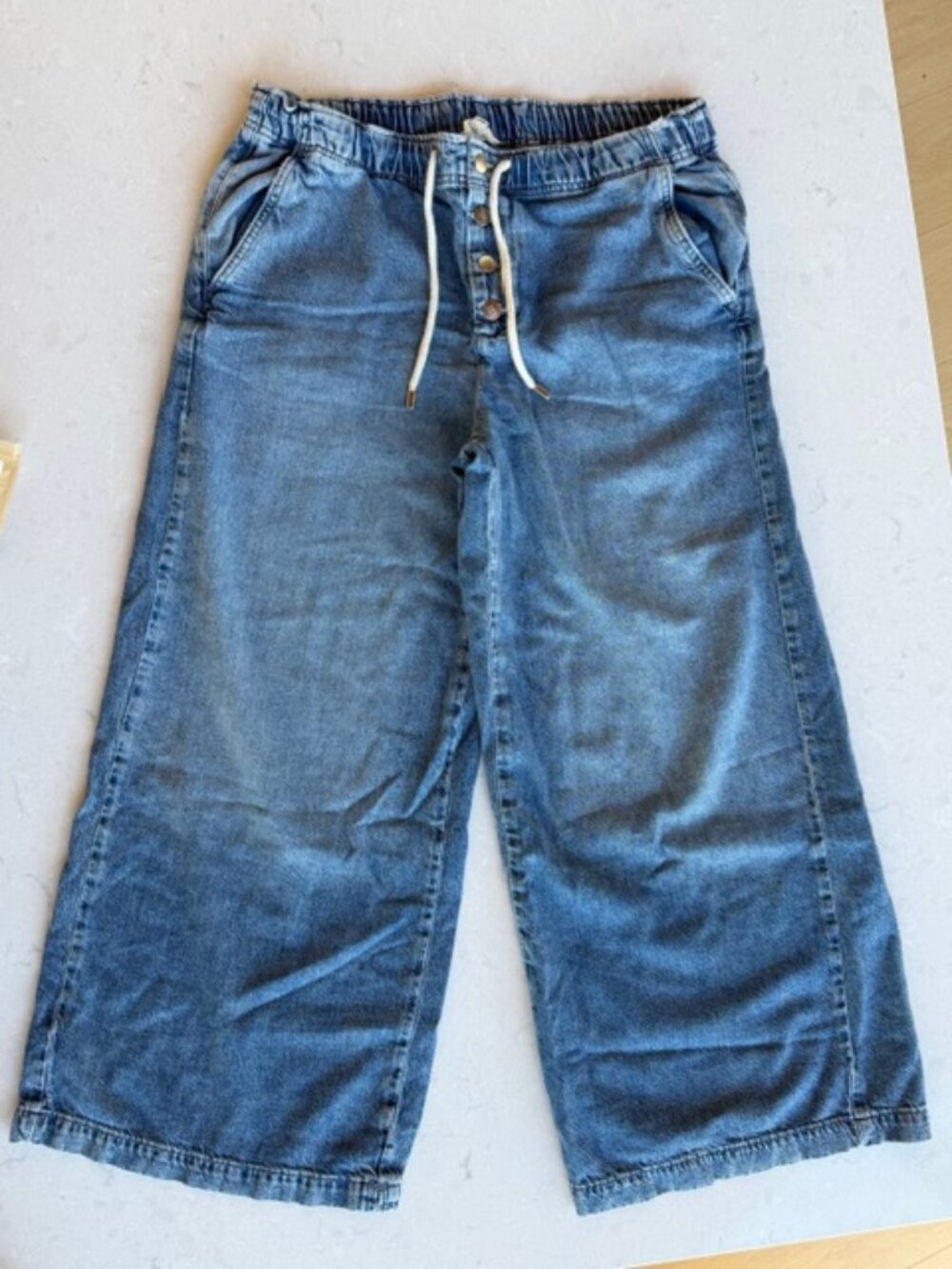 Drawstring Wide-Leg Jeans - Picture 1 of 4